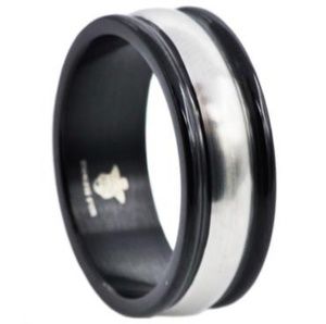 Mens Black Plated Stainless Steel Band